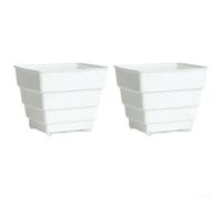 2 vasi da fiori quadrati, traspiranti, riutilizzabili, moderni, decorativi, per giardini, terrazze o come decorazione per interni (12 cm, bianco)