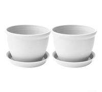 2 vasi da fiori rotondi in plastica ispessita con supporto inferiore, per supporto da parete verde e integrazione di facciate viventi (bianco + fondo)