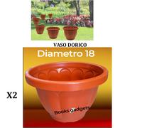 2 Vasi Dorico Ø 18cm Altezza 14,5cm 1,8L Colore Terracotta Polipropilene Vaso