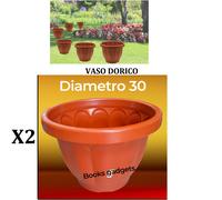 2 Vasi Dorico Ø 30cm Altezza 23,5cm 9 Litri Colore Terracotta Polipropilene Vaso