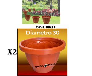 2 Vasi Dorico Ø 30cm Altezza 23,5cm 9 Litri Colore Terracotta Polipropilene Vaso