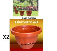 2 Vasi Dorico Ø 40cm Altezza 31cm 25 Litri Colore Terracotta Polipropilene Vaso