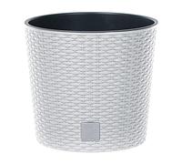 2 vasi per piante da giardino in plastica effetto rattan, stile moderno, 200 mm, colore: bianco