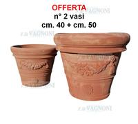 2 Vasi vaso in terracotta toscana originale cm 40 e 50 festonato lavorato arredo