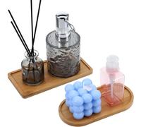 2 vassoi da bagno in bambù, in bambù, per piano di lavoro, lavabo, lavello da cucina (rettangoli e ovali)