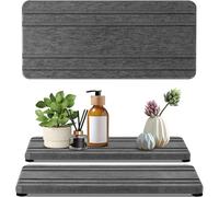 2 vassoi grandi in pietra assorbente d'acqua, ad asciugatura rapida, in pietra di diatomite, sottobicchieri in pietra assorbente per il bancone del bagno, portasapone da cucina, portaspazzolino