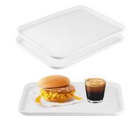 2 vassoi rettangolari da servizio, vassoio da cucina, vassoio per la colazione, serving vassoi per snack, vassoio da hotel, colore bianco, vassoio da portata, vassoio da caffè, riutilizzabile, misura
