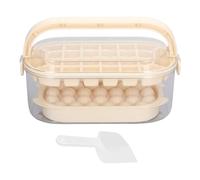 2 vassoi rotondi vassoi cubi di ghiaccio quadrato con coperchio e bidone per stampi cubetti di ghiaccio congelatore con pala che produce 54 cubetti di ghiaccio (Verde) (Beige)