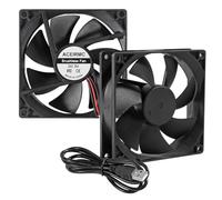 2 ventole per computer 9225, 92 mm x 92 mm x 25 mm, 2 pin, DC 12 V, 2 pin, ad alta velocità, per stampante 3D, per progetti di ventilazione di raffreddamento fai da te (5 V USB)