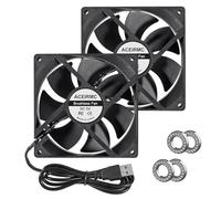 2 ventole per computer 9225, 92 mm x 92 mm x 25 mm, 2 pin, DC 12 V, 2 pin, per stampante 3D, per progetti di raffreddamento fai da te (doppia sfera 5 V USB)