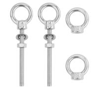 2 viti ad anello M6 x 60 mm, vite ad occhiello, con rondelle e dadi esagonali, vite oculare, e 2 dadi ad anello M6, per fissaggio e montaggio