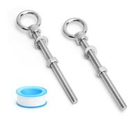 2 viti con occhiello con rondelle e dadi esagonali, vite ad anello M8 lunga 80 mm, dado ad anello M8, acciaio inox 304, bullone ad occhio per fissaggio e sospensione, decorazioni per la casa, progetti