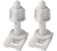 2 viti e dadi in plastica bianca con rondelle, viti per cerniere, cerniere, pezzi di ricambio per il montaggio di sedili WC, coperchi WC, sedili WC sanitari