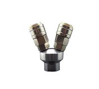 2 Ways 1/4" BSP Female C Type Air Hose Quick Coupler Socket Connector High Self-locking