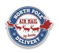 2 x 10 cm/100 mm North Pole Air Mail Adesivi in vinile decorazione natalizia #7349