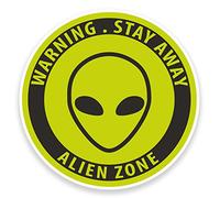 2 x 10 cm Alien Sticker in vinile per computer portatile auto Skateboard Casco da skate Space UFO # 9219 - 10 cm largo x 10 cm High
