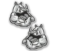 2 x 10 cm Angry Rhino Sticker Laptop Auto Bicicletta Skate Kids Animal Fun #5785 (10 cm x 10 cm)