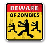 2 x 10 cm Beware of Zombies Vinyl Sticker Decal Funny Joke Walking Dead#5700 10 cm x 10 cm como se muestra