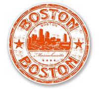 2 x 10 cm Boston Massachusetts USA Vinyl Sticker Travel Bagage Tag Laptop #5827 (10 cm x 10 cm)