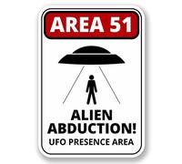2 x 10cm/100 mm Area 51 Alien Abduction Vinile adesivo STICKER ADESIVO da viaggio per portatile auto bagagli segno Fun #6423