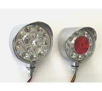 # 2 X 12V Bianco Rosso Posteriore Laterale LED Cromo Luci Camper Roulotte Van