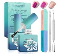 2 x 15 ml Remover Solvente Per Smalto Semipermanente, Nail Polish Remover kit, Rimuove in 3-5 Minuti Facilmente e Rapidamente lo Smalto, Con Lime per Unghie e Spingi Cuticole