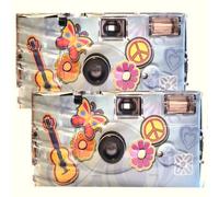 2 X 1A PHOTO PORST Camera usa e getta Edition Flower Power, fiori e farfalle, con flash, batterie e pellicola (2 pezzi, 27 scatti)