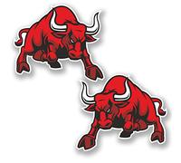 2 x 20 cm Red Angry Spanish Bull, adesivi in vinile per iPad, computer portatile, casco, regalo #4829 (20 cm di larghezza x 17 cm di altezza)