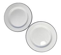 2 x 24cm White Enamel Dinner Plate | Traditional dinner plate