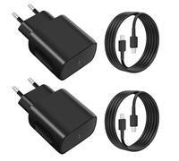 2 x 25W Caricatore USB C Rapido per Caricabatterie Samsung, Alimentatore USB C con 2X2M Cavo USB Tipo C per Samsung S25/S24/S23/S22/S21/S21 Ultra,S20 FE, A16/A15/A14/A56/A55/A34 per iPhone,Huawei