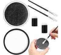 2 x 30 g di trucco Halloween bianco e nero con 2 pennelli e 2 pennelli per dita, trucco Halloween a base d'acqua, trucce teatrale, vernice per il viso vampiri,zombie,mostri, clown,scheletri,carnevale