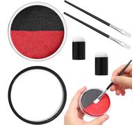 2 x 30 g di trucco per Halloween rosso, nero e bianco con 2 pennelli e 2 pennelli per dita, trucco teatrale per Halloween a base d'acqua, vernice per il viso vampiri, zombie,mostri,clown,carnevale