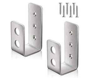 2 x 4 (3,8 x 8,9 cm) staffe per barriera per porte (2 pezzi) | Supporto per barra aperta a goccia in acciaio inossidabile di grado marino, staffa a U per legname da 2 x 4 come rinforzo per porte di