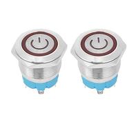 2 x 4 pin IP65 22 mm 220 V AC impermeabile LED rosso interruttore a pulsante Momentaneo testa piatta Auto-Reset (rosso)