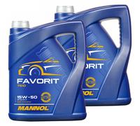 2 X 5 Litro Mannol Favorit 15W-50 Api Sl Cf CF-4 Olio Motore 15W50