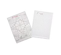 2 x A4 "Freehand Designer" Foglio: 1x Griglia e 1x Goniometro Foglio - Modelli per tracciare linee dritte perfette. Fogli a griglia per disegni in scala. Il foglio Goniometro può essere usato per angoli precisi.