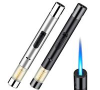 2 x accendini a gas ricaricabili, accendini a fiamma jet, lunghezza 19 cm, accendino elettrico antivento per candele, cucina, campeggio, barbecue, camino, regali per uomini (senza gas)