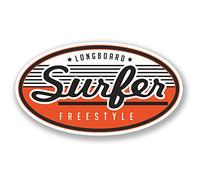 2 x Adesivi Longboard Freestyle Surfer per auto, bici, iPad, laptop, surf, Decal Fun #4194 10cm Wide x 5.6cm Tall Come mostrato