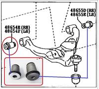 2 X Anteriore Inferiore Forcella Boccola Per Toyota Land Cruiser KDJ120/125 D4D