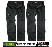 2 X Apache Industria pro Work Uomo Pantaloni Stile Militare Ginocchio Pad Tasche