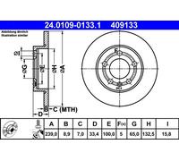 2 x ATE 24.0109-0133.1 Disco freno per AUDI,SKODA,VW