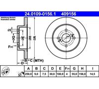 2x Disco freno pieno 24.0109-0156.1 ATE