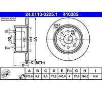 ATE 2x Dischi freno 24.0110-0205.1 pieni per Opel Vectra A / Calibra A