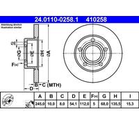 2 x ATE 24.0110-0258.1 Disco freno per AUDI