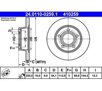 2 x ATE 24.0110-0259.1 Disco freno per AUDI