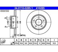 2 x ATE 24.0110-0285.1 Disco freno per NISSAN