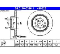 2x Disco freno pieno 24.0110-0326.1 ATE per MG MG ZS MG ZS Hatchback MG ZR