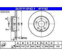 2 x ATE 24.0111-0142.1 Disco freno per ALFA ROMEO