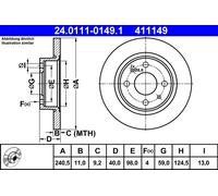 2 x ATE 24.0111-0149.1 Disco freno per ALFA ROMEO