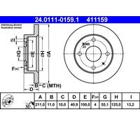 2 x ATE 24.0111-0159.1 Disco freno per DAIHATSU
